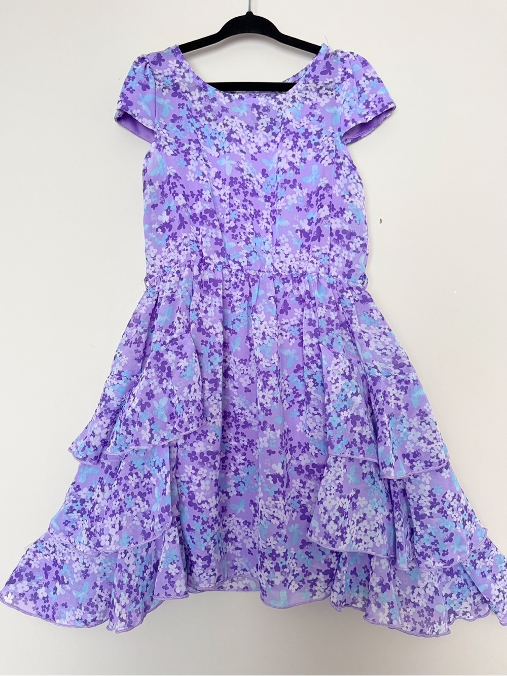 Dollie & Me Lavender Floral Tiered Ruffle Dress Girls Size 7